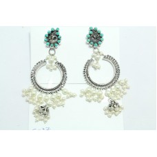 925 sterling Traditional Tribal silver earring with pearl turquoise stones